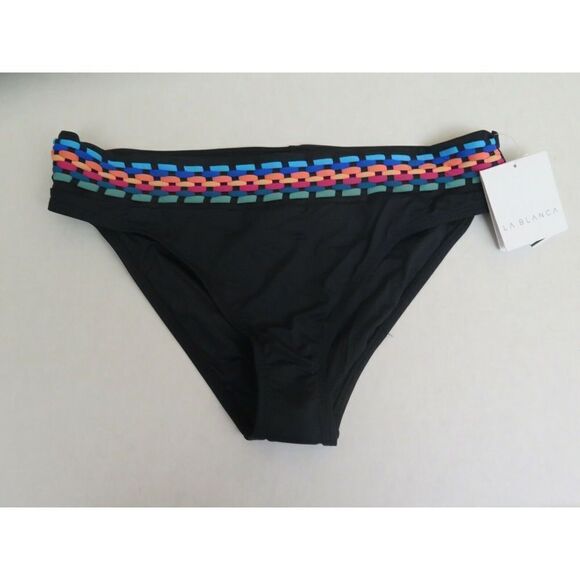 LA BLANCA Women's Size 16 Hipster Bikini Bottom Macramé Black NWT $54 - Picture 10 of 11